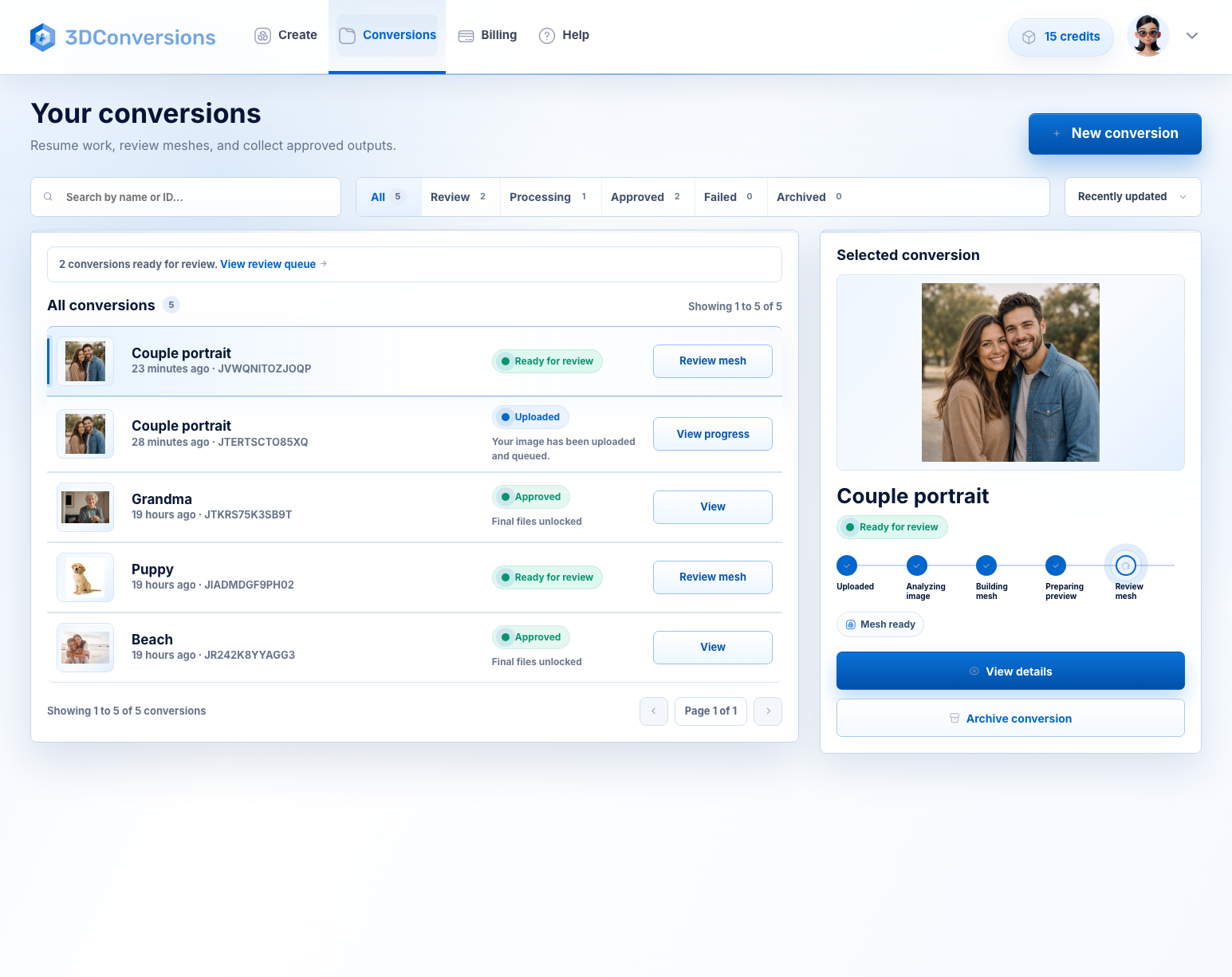3DConversions conversions dashboard